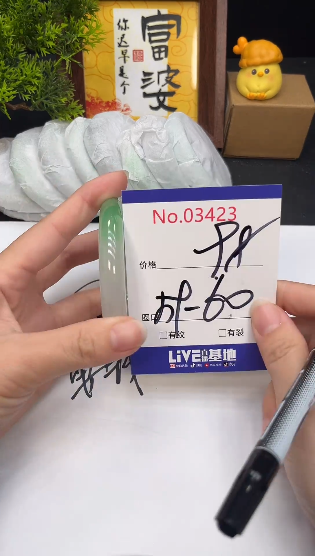 未镶嵌手镯翡翠3423