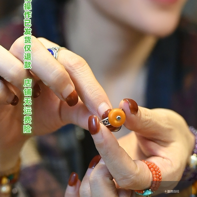 925银珐琅戒指 手作-黄色平安扣925银戒指