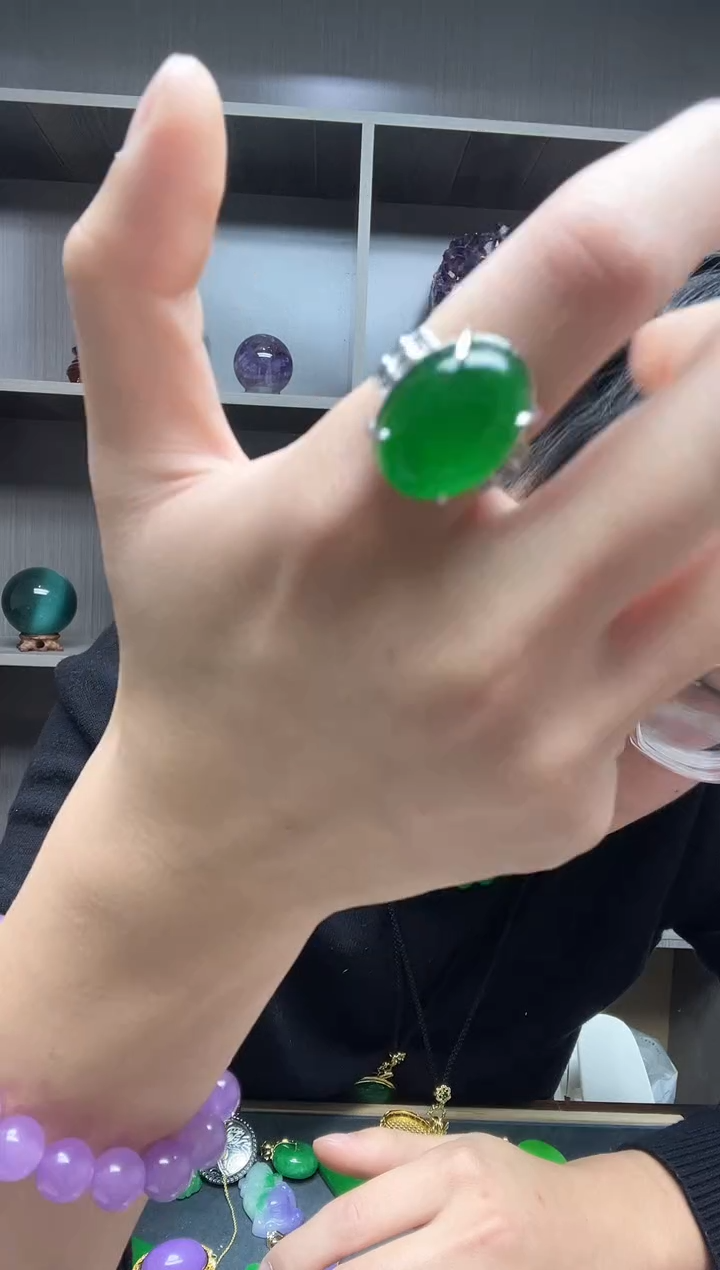 【闪购商品】翡翠戒指银S925镶嵌戒指