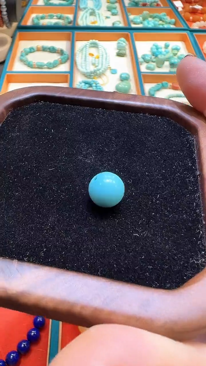 未镶嵌绿松石配饰配珠国检证书 10+绿松石高瓷高色圆珠单颗