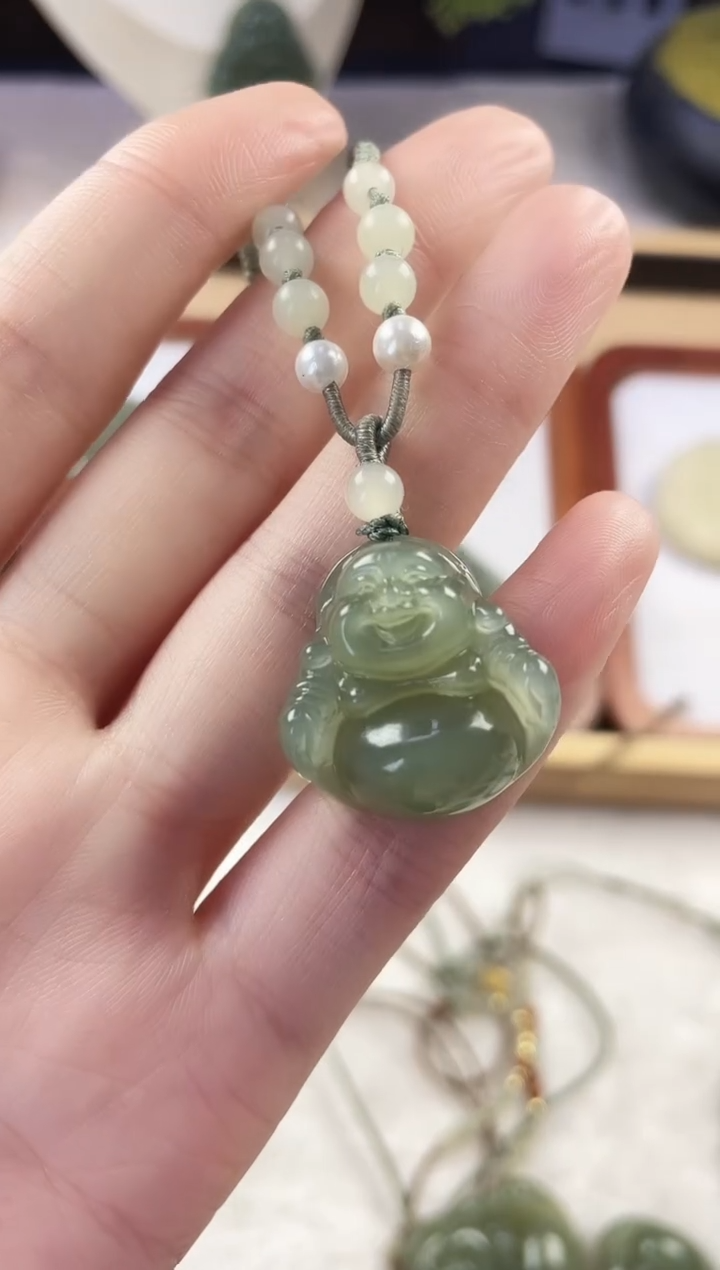 颈饰未镶嵌和田玉25mm佛公