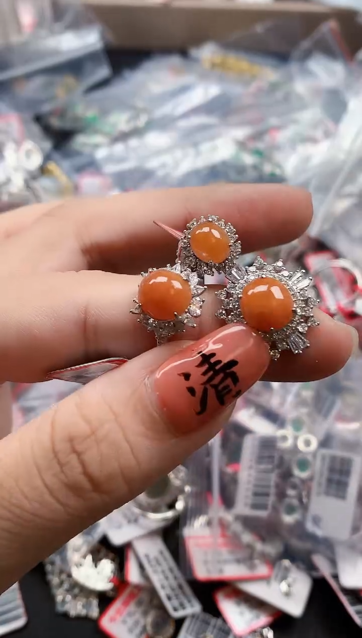 银S925镶嵌戒指翡翠天然A货缅甸翡翠