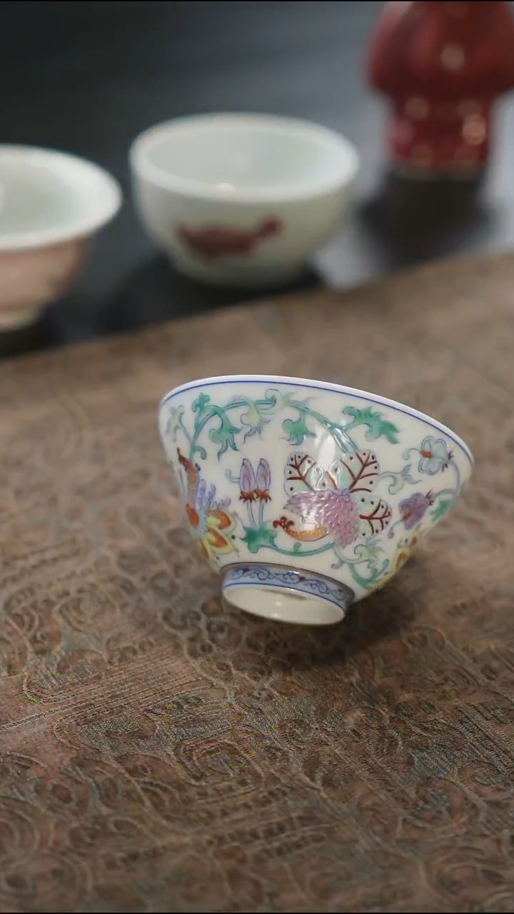 当代折腰 斗彩 西番莲 主人杯