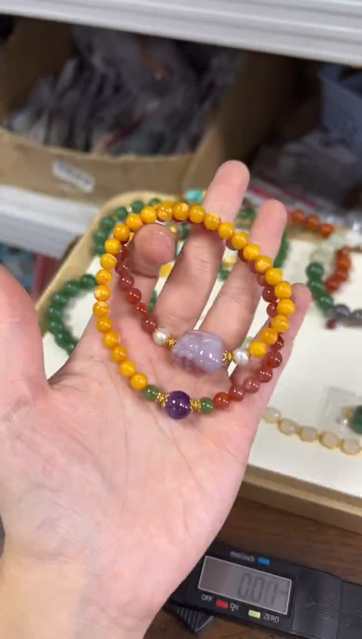 手链蜜蜡未镶嵌孤品老蜜蜡设计款双圈[2965]