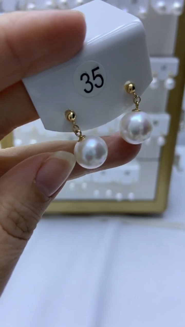 银S925镶嵌耳饰淡水珍珠35