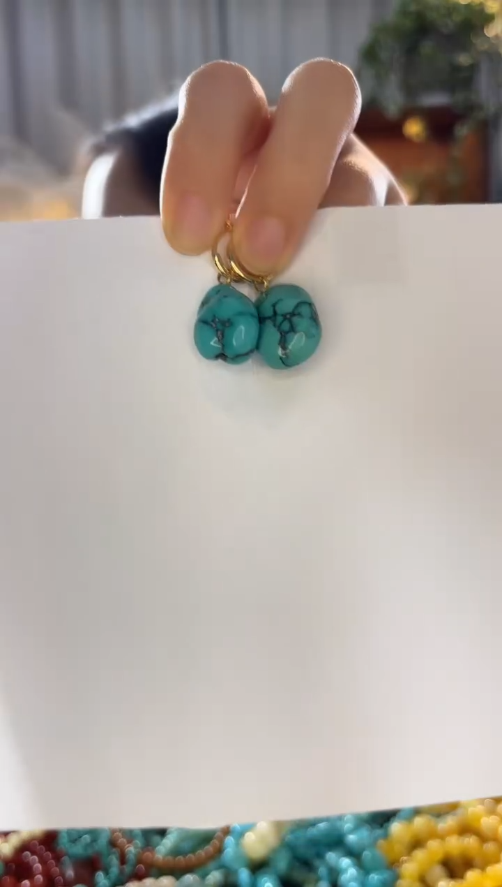 未镶嵌绿松石耳饰绿松石暴力蓝高瓷玉化料耳饰