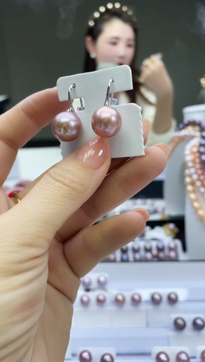 未镶嵌耳饰淡水珍珠紫色系高跟鞋