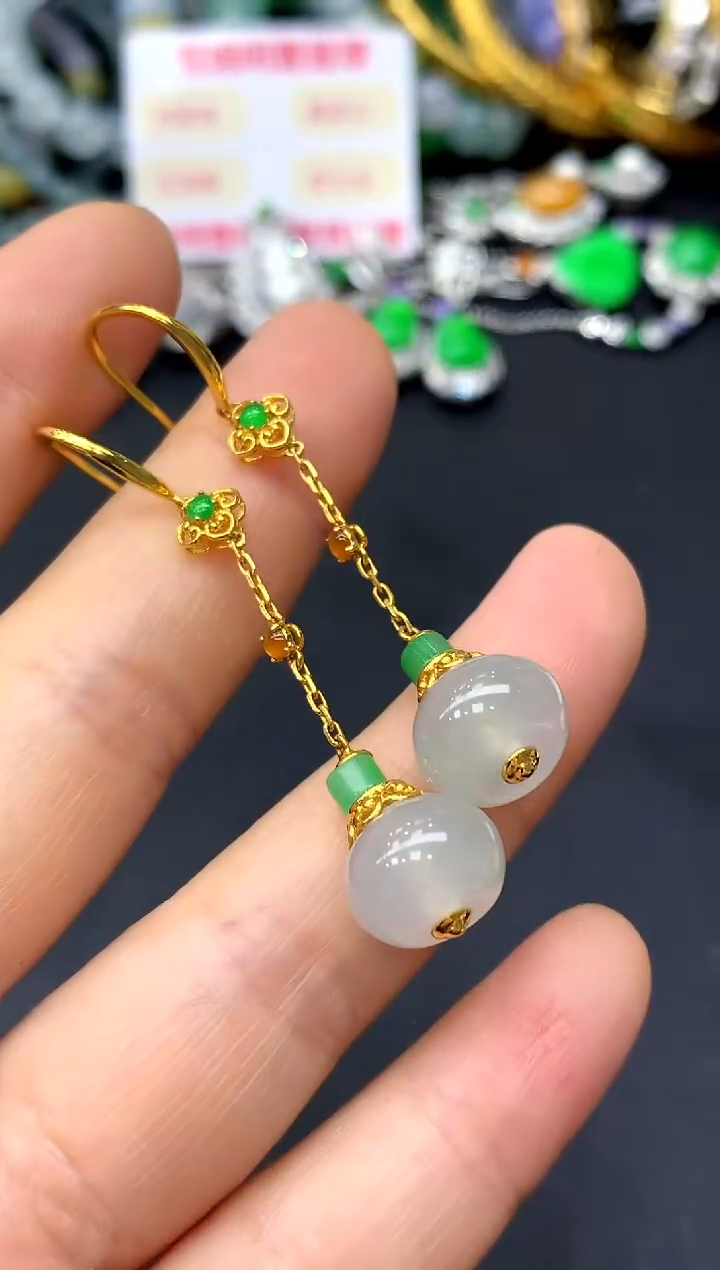 18K金镶嵌翡翠耳饰352-中国好珍宝