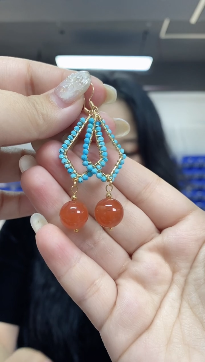 【闪购商品】南红玛瑙耳饰未镶嵌多样性发其一颜色微差