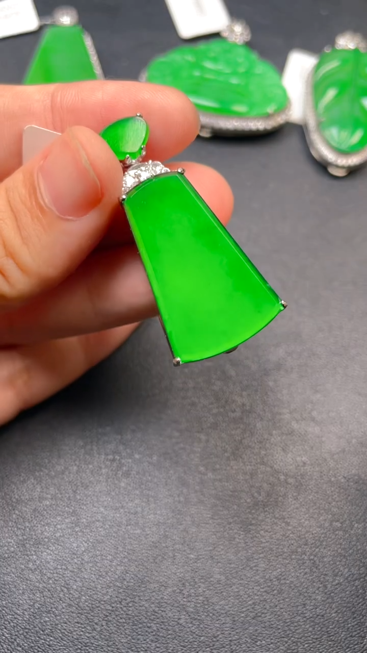 吊坠(不含链)银S925镶嵌翡翠吊坠