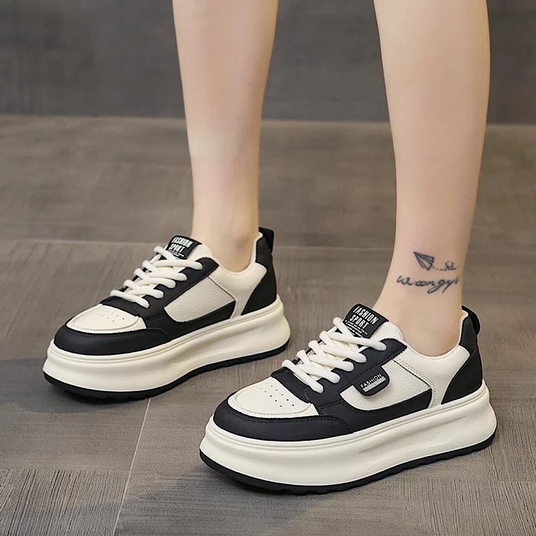 新款休闲百搭洋气韩版网红拼色休闲鞋厚底