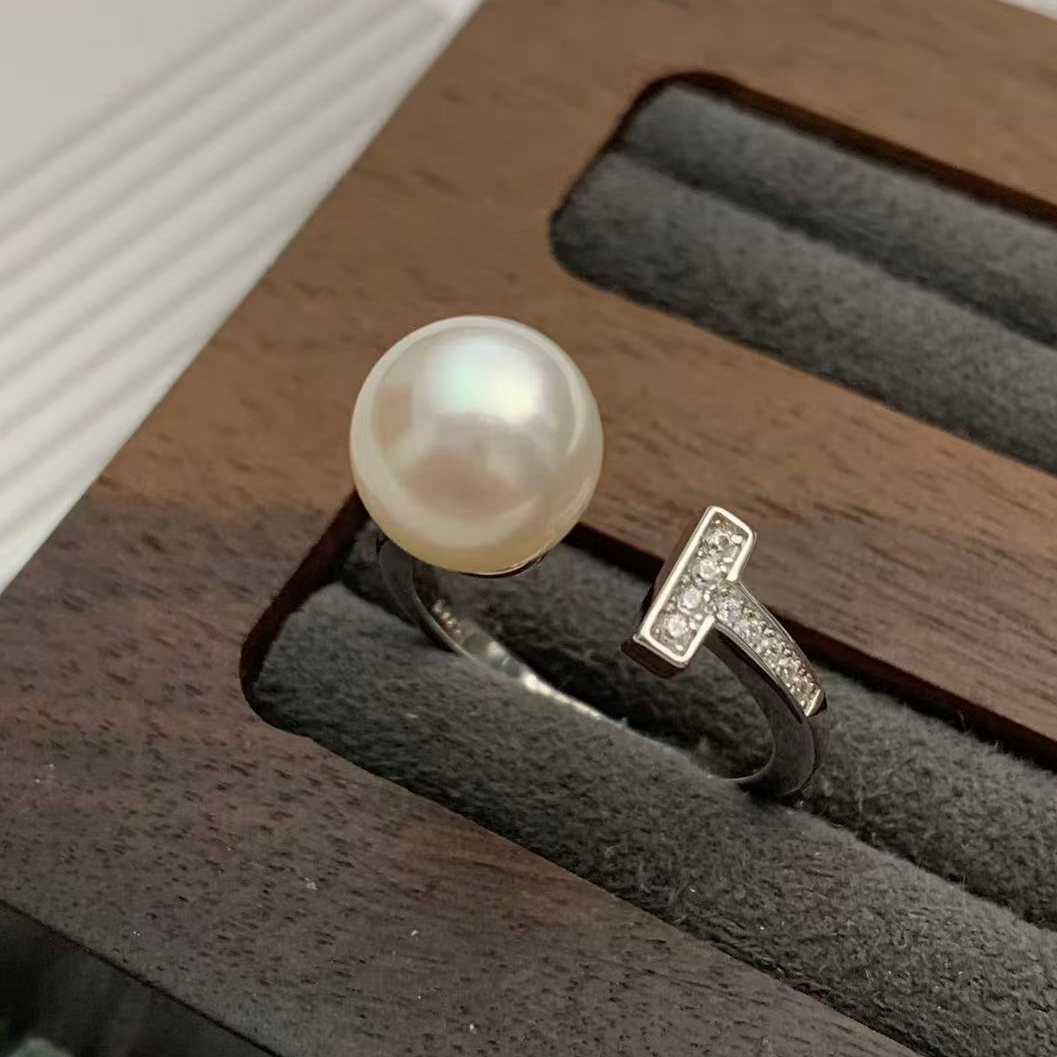 天然海水珍珠澳白 9-10mm 简约百搭款珍珠戒指