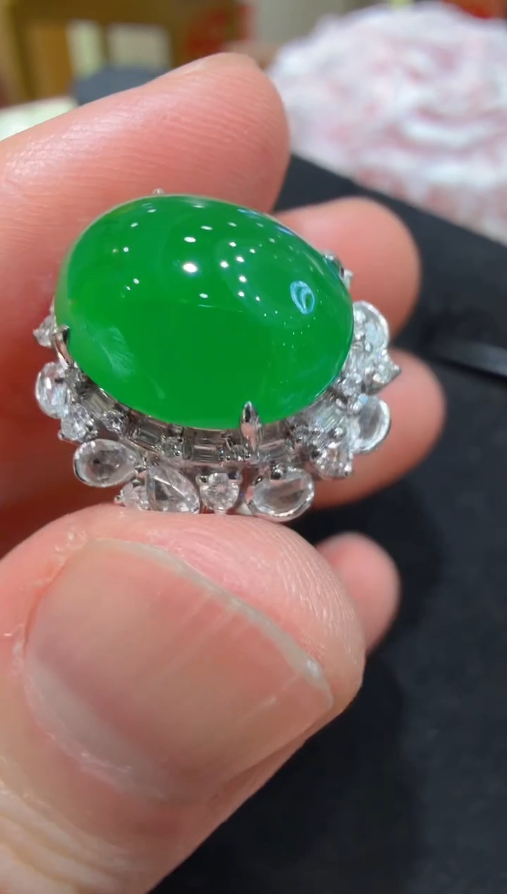 18K金镶嵌戒指翡翠多样性团购发一件
