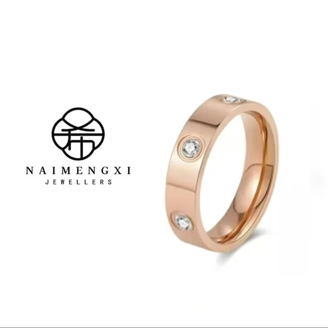 卡家六钻戒指时尚轻奢简约经典镶钻小众指环