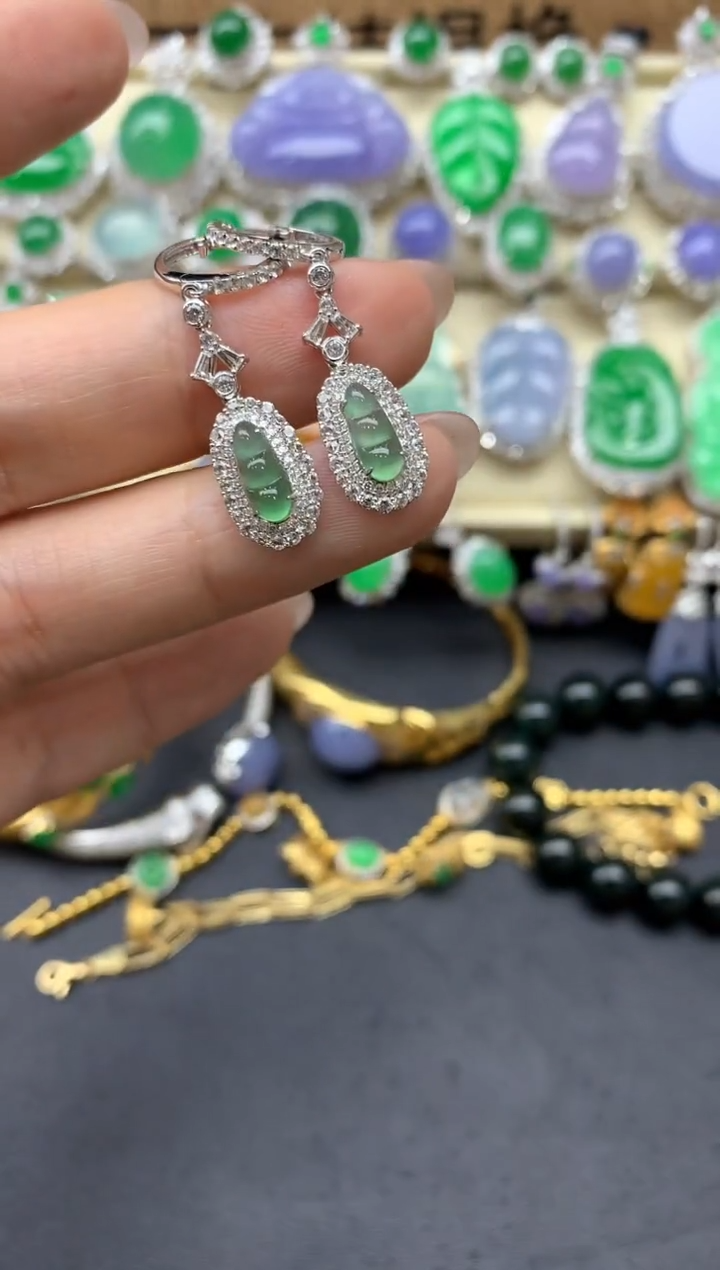 【闪购商品】翡翠耳饰18K金镶嵌257-中国好珍宝