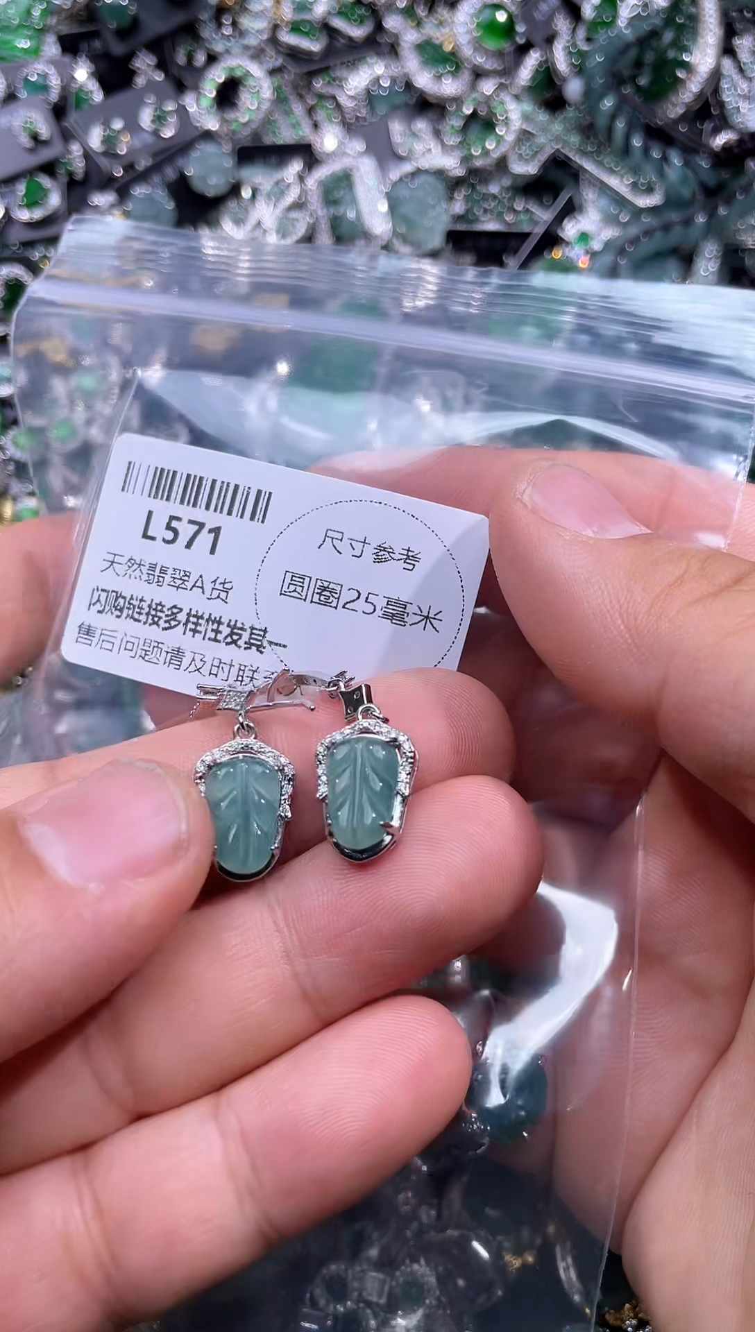 【闪购商品】翡翠颈饰未镶嵌L571耳钩