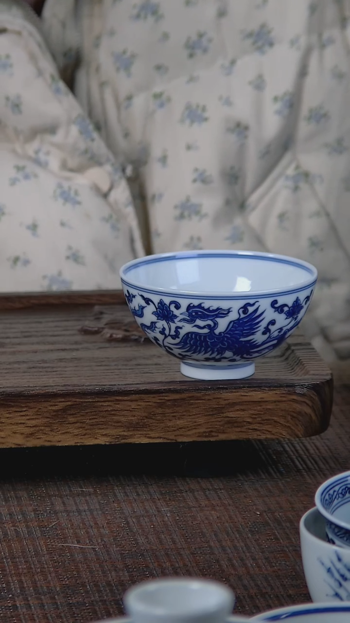 【闪购商品】折葵非器手工手绘缠枝双凤鸡心杯