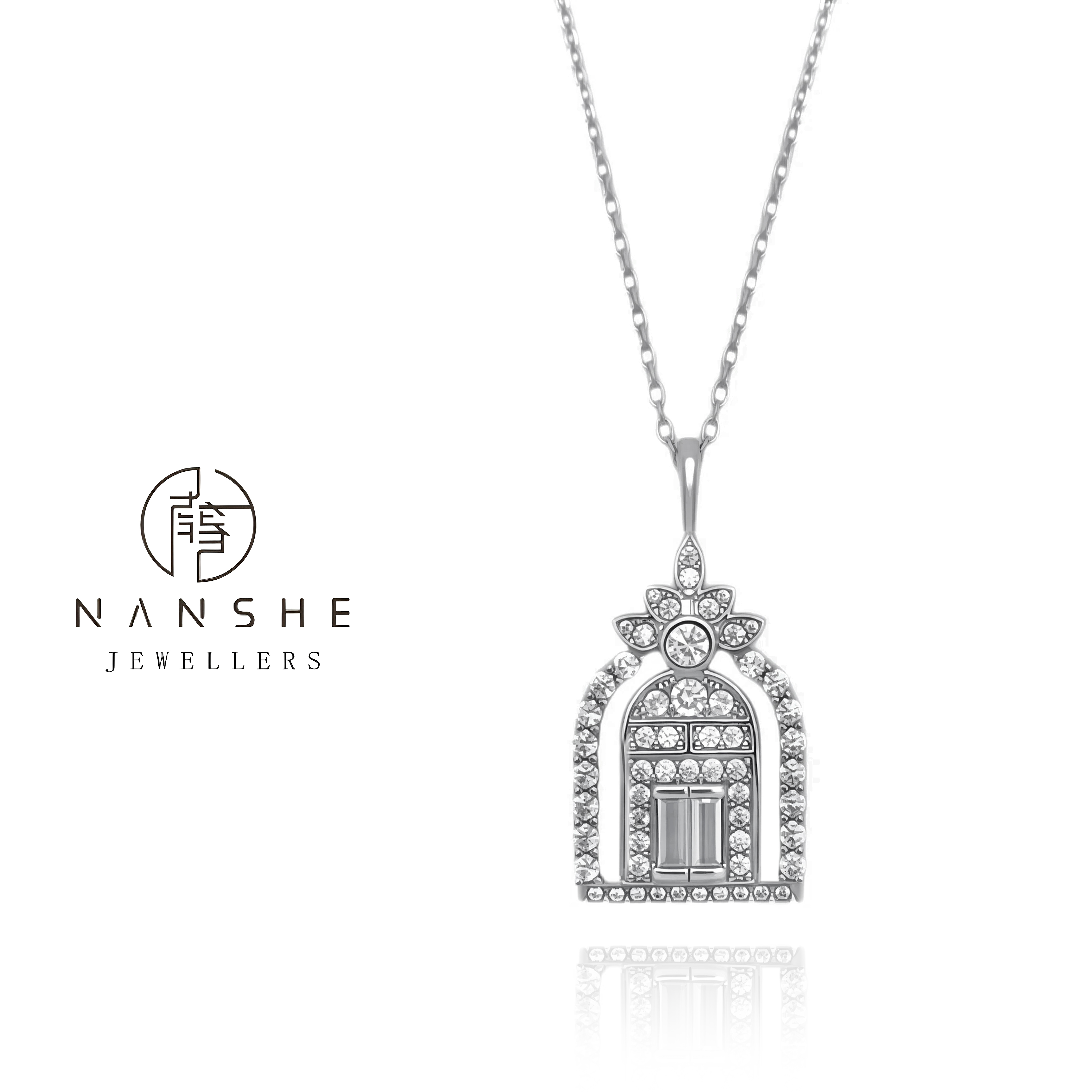 NANSHE/南奢【幸福之门】小众满钻吊坠锁骨链-L1151