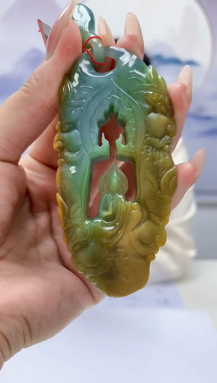 定制翡翠未镶嵌4852MM-毛货挂件213赠珠链