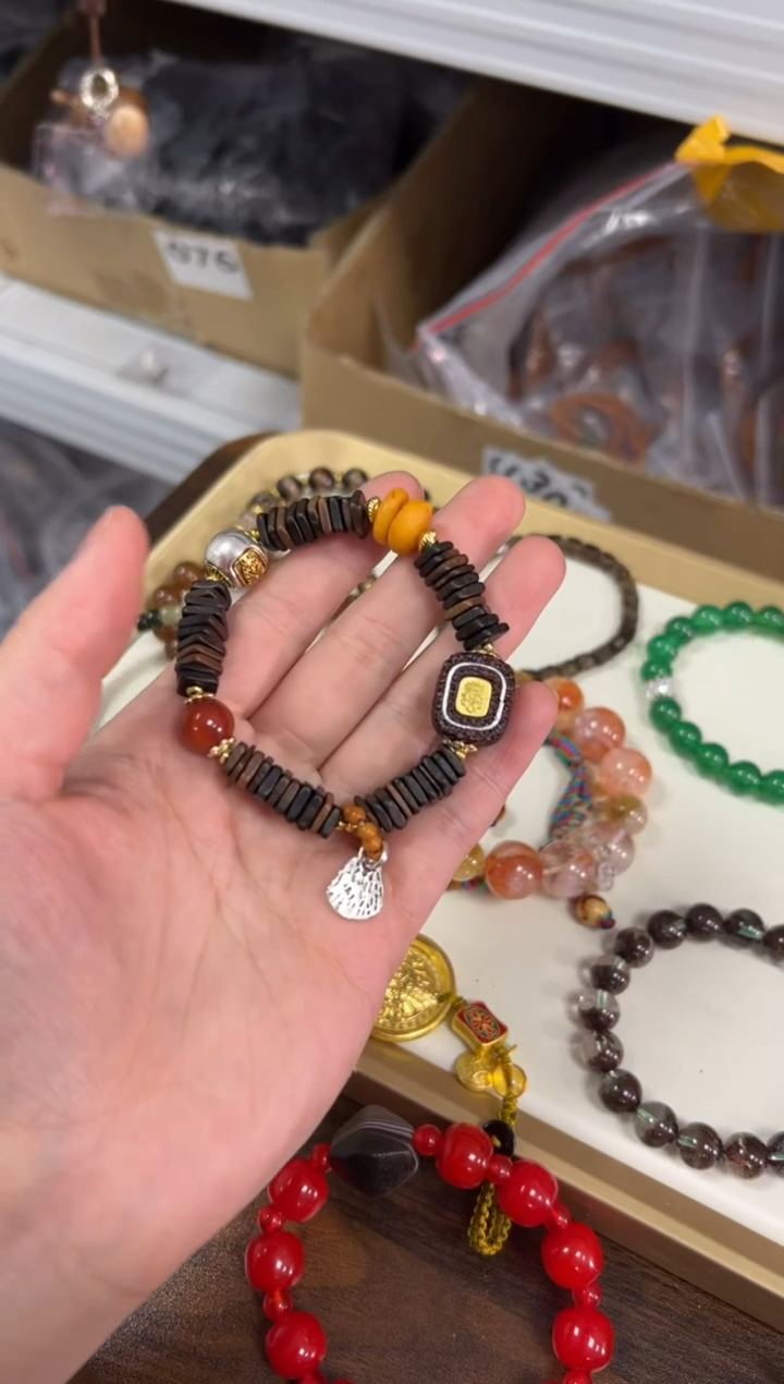 未镶嵌蜜蜡手链蜜蜡饼达拉干设计款手链[3557]