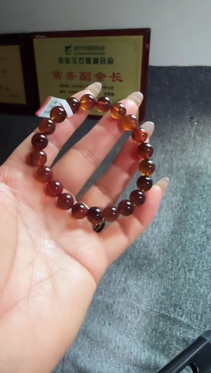 手串琥珀未镶嵌#4缅甸琥珀紫罗兰手串9mm