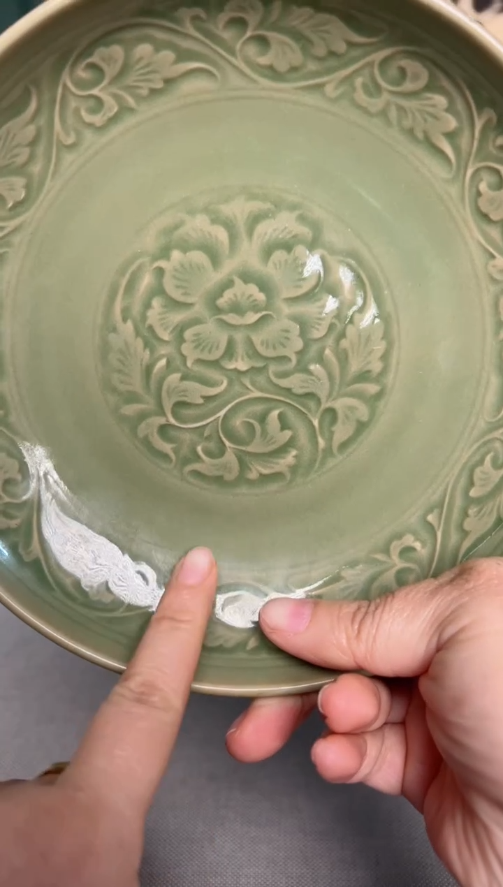 【闪购商品】其他耀州窑秘色缠枝牡丹盘