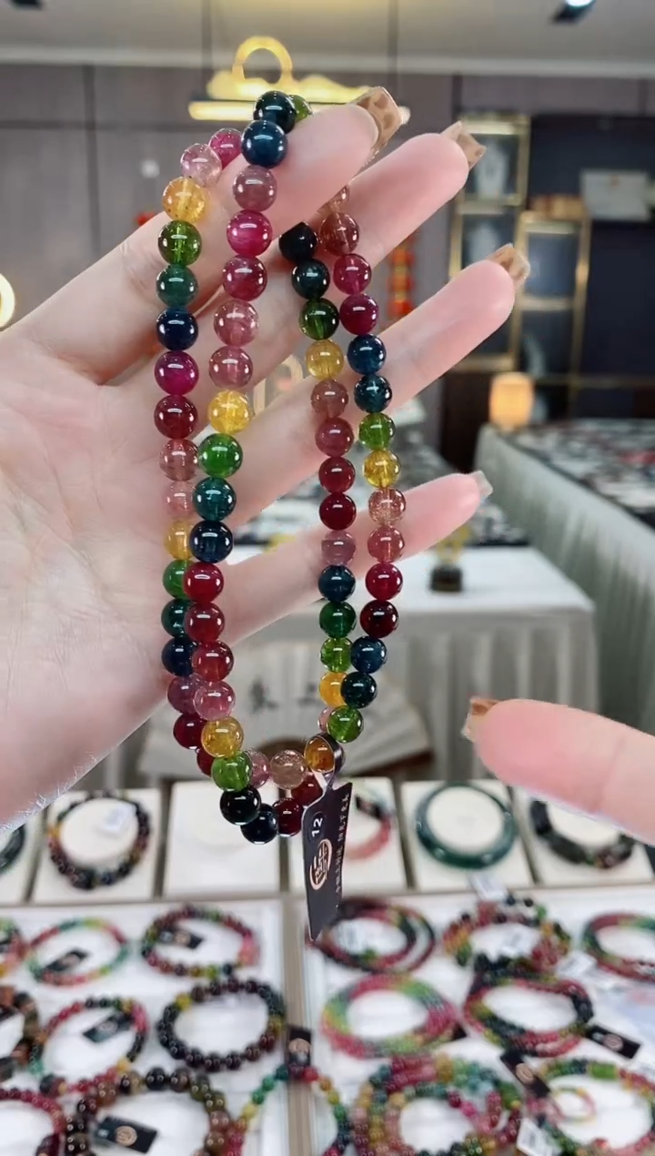 【闪购商品】碧玺三圈手串7mm+未镶嵌一物一证dan