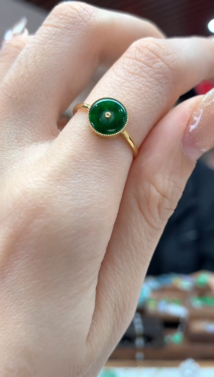 【闪购商品】翡翠戒指18K金镶嵌戒指