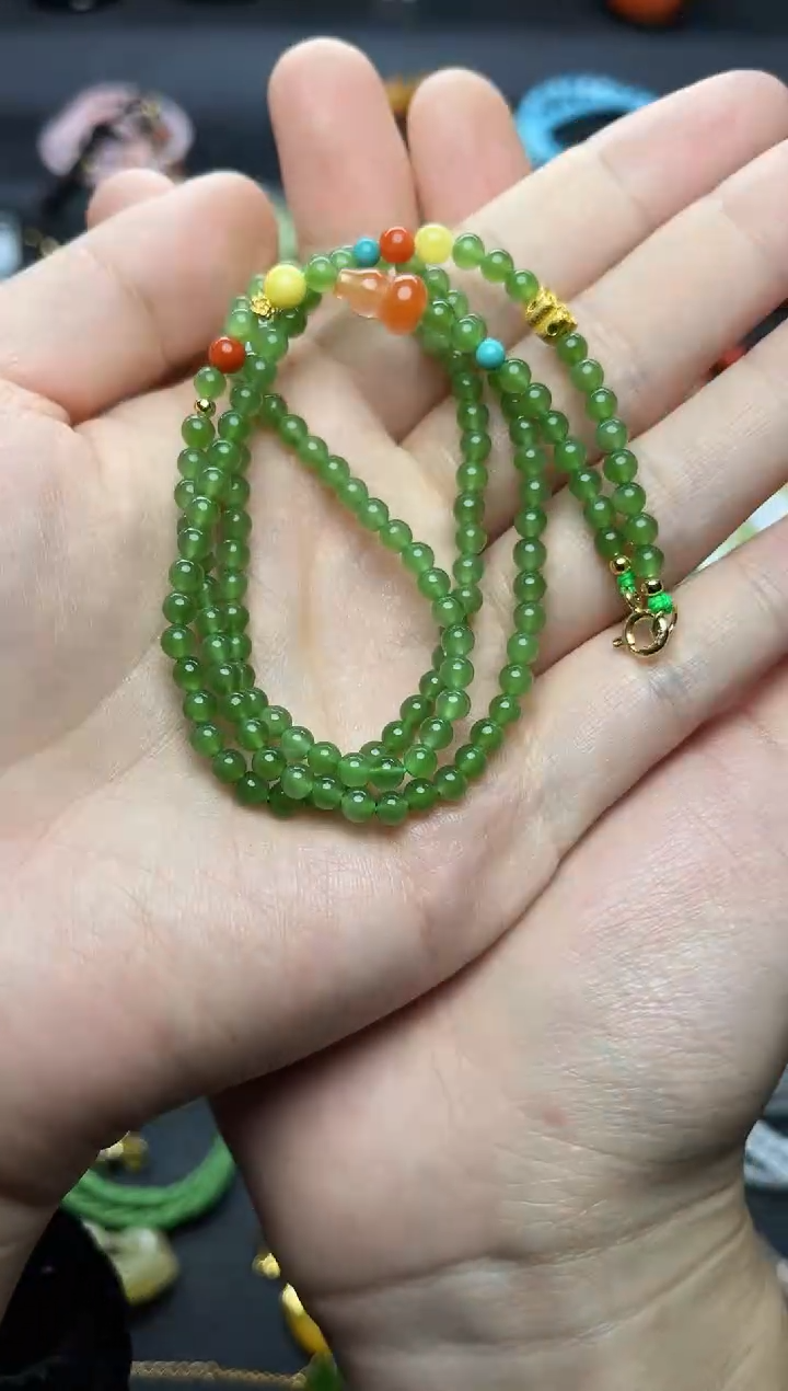 颈饰银S925镶嵌和田玉万能链06