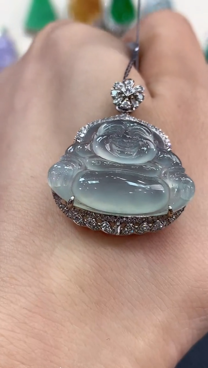 【闪购商品】翡翠吊坠(不含链)18K金镶嵌B235