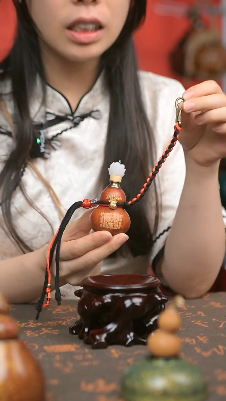 原色 手工雕刻 中药煮色 开口小葫芦