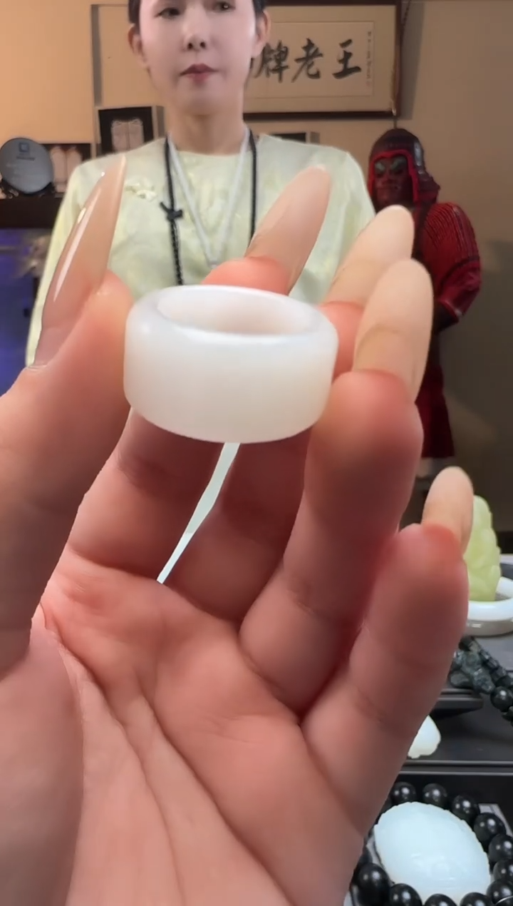 【闪购商品】和田玉白玉戒指未镶嵌（17-19）