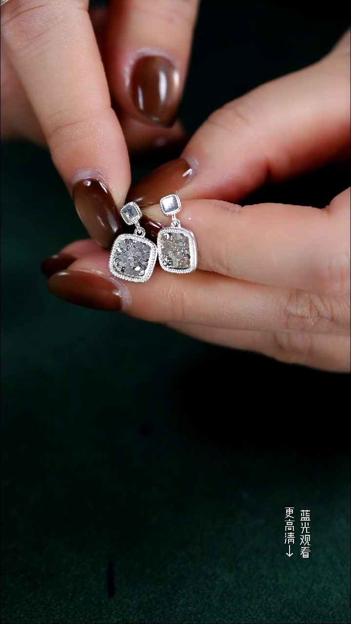 珐琅足银新款碎冰冰耳钉