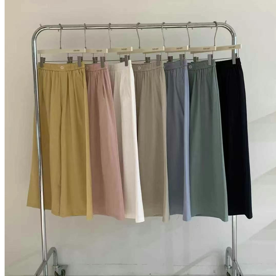 2025夏季新款韩系通勤松紧腰休闲裤女017