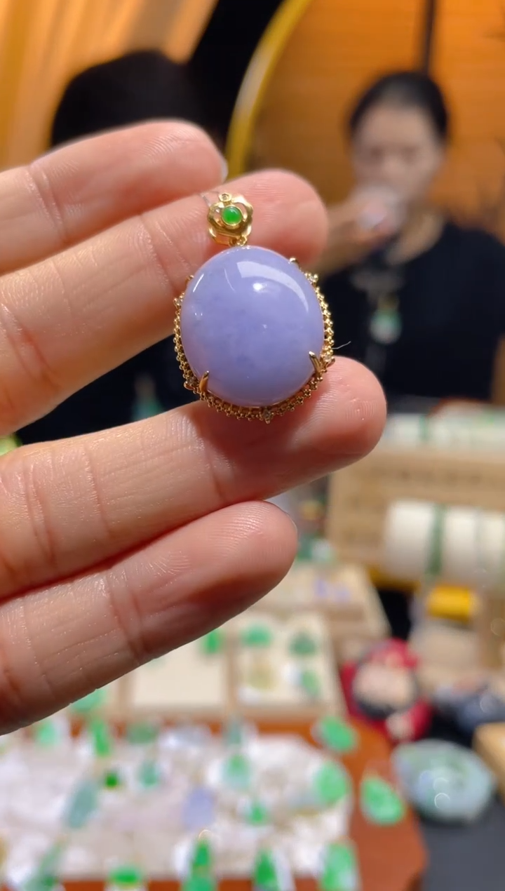 【闪购商品】翡翠颈饰18K金镶嵌假一赔三