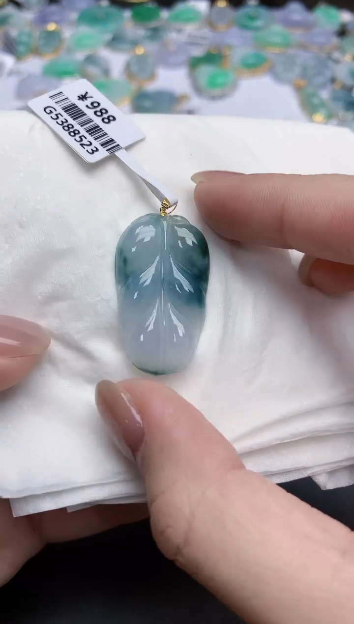 【闪购商品】翡翠颈饰18K金镶嵌天然缅甸翡翠A货