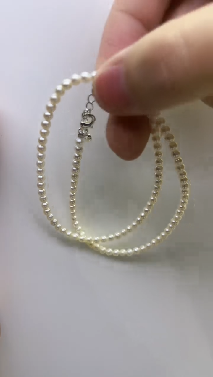 项链未镶嵌淡水珍珠极光白近圆3-3.5mm