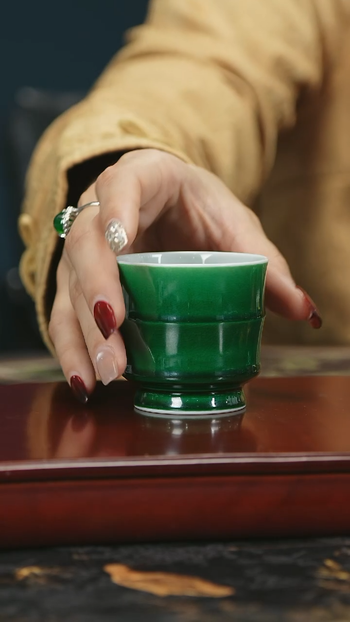 【闪购商品】瓷唐里郎窑绿竹节杯