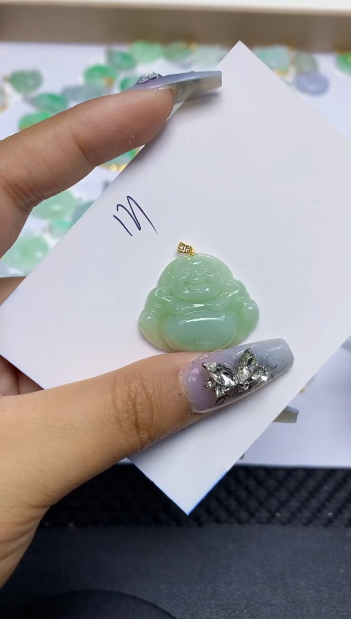 翡翠18K金镶嵌颈饰天然翡翠A货 