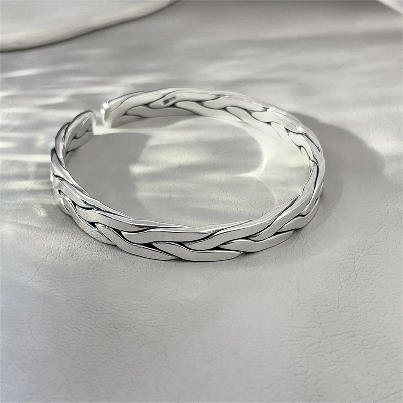 足银手镯 26号链接【开口爱意交织】发货带证书礼盒包装