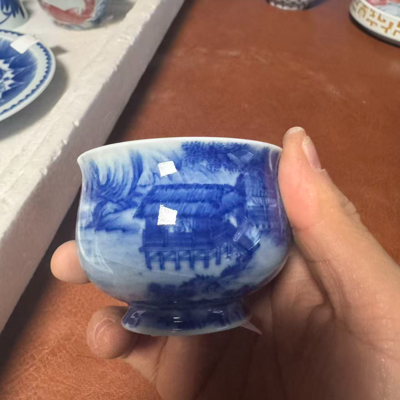 正春堂青花溪山渔隐炉式杯（售后需完整开箱视频）