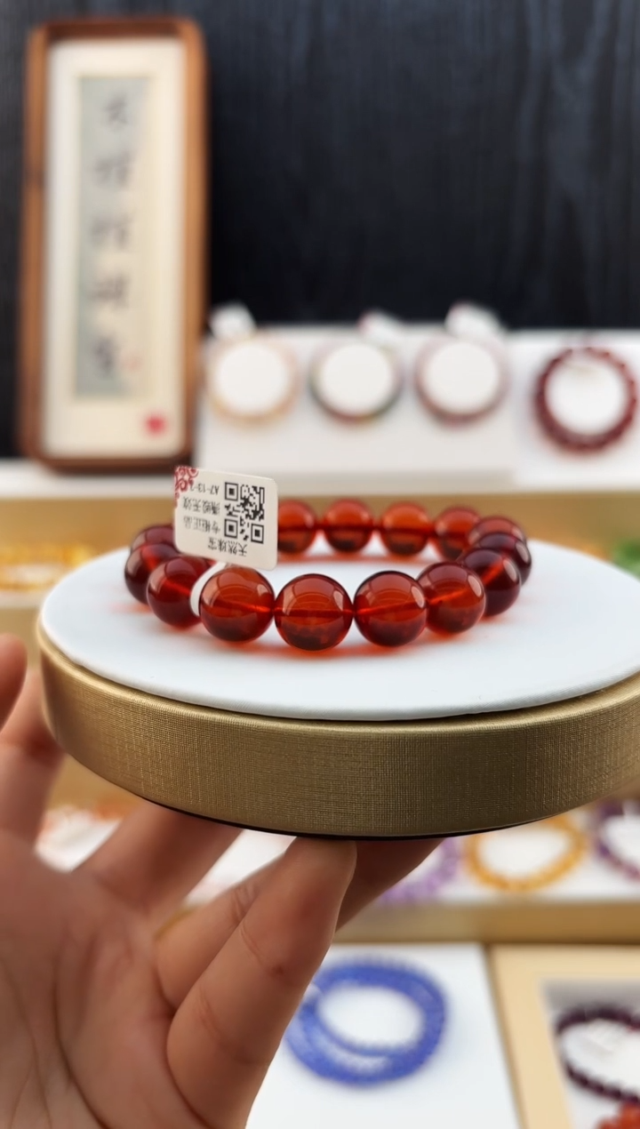 手串血珀未镶嵌QS3426琥珀手串12+多样性发一