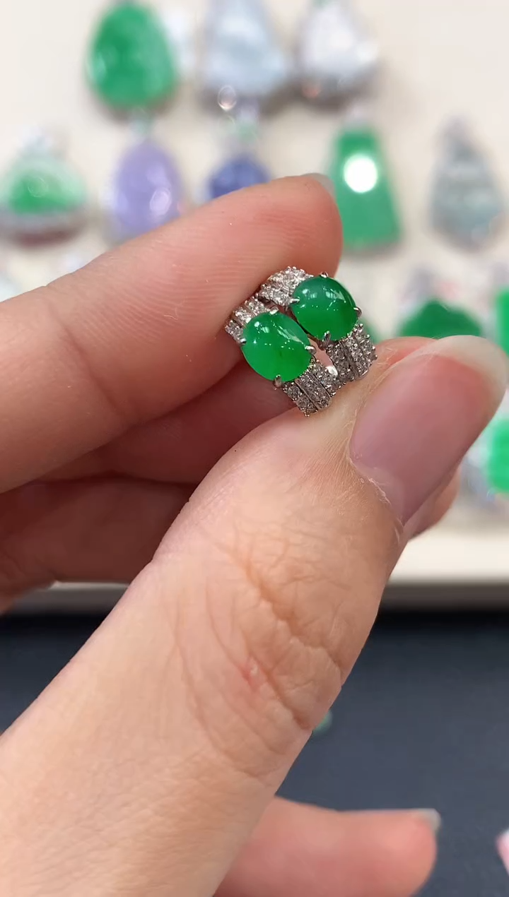 【闪购商品】翡翠耳饰18K金镶嵌 B92      