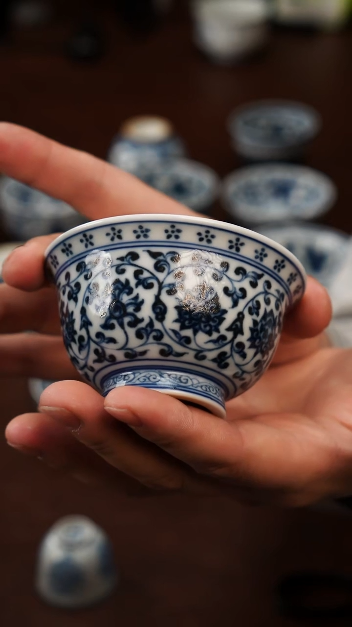摆件陶原*景德镇瓷器，青花瓷手绘茶具~