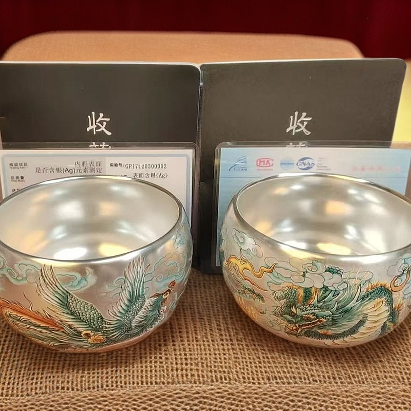 陈国再-龙凤罗汉银杯（一龙一凤）2312