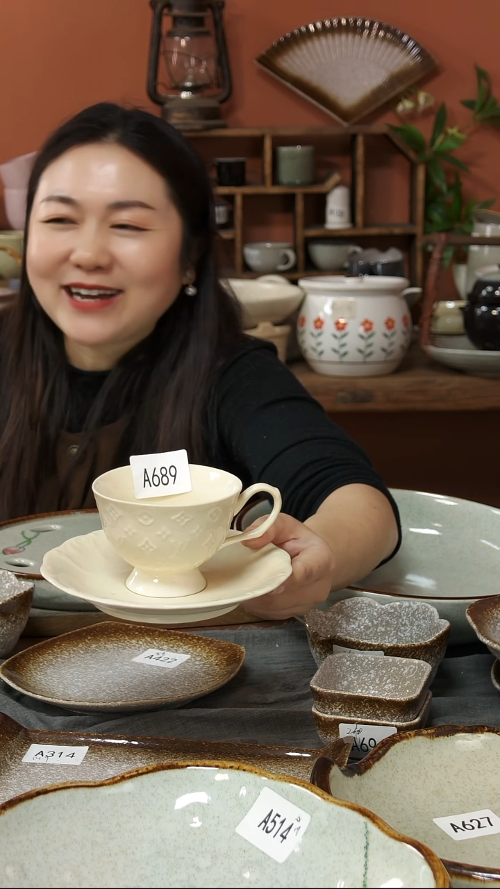 陶瓷A689陶瓷杯加碟2件套微瑕