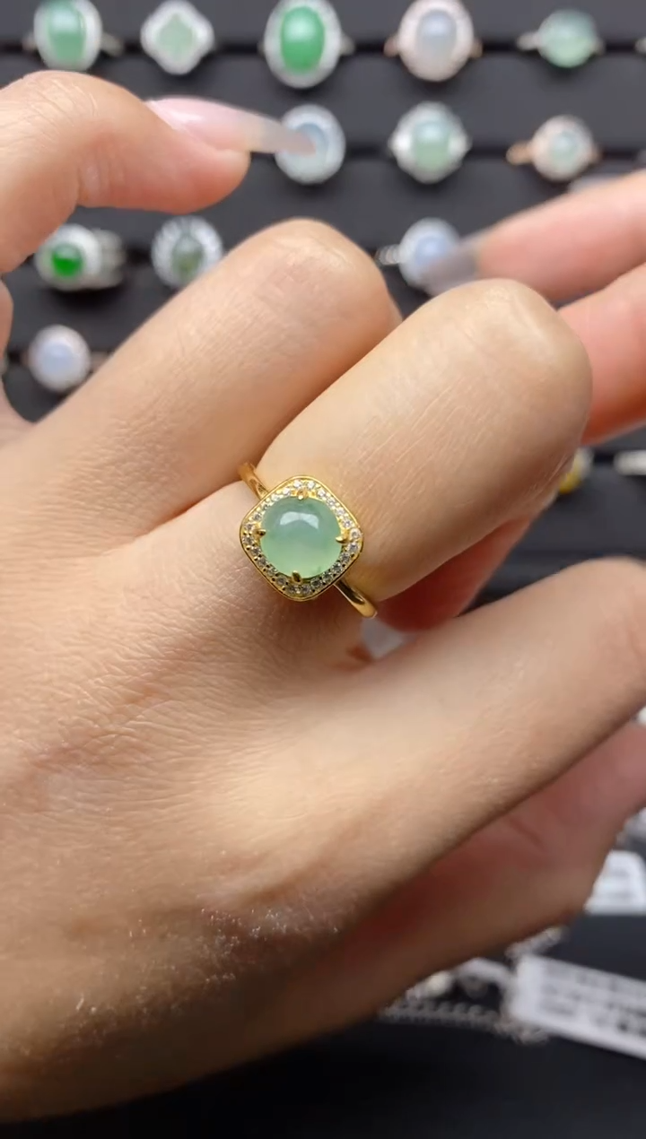 【闪购商品】翡翠戒指银S925镶嵌S925银镶嵌翡翠戒指