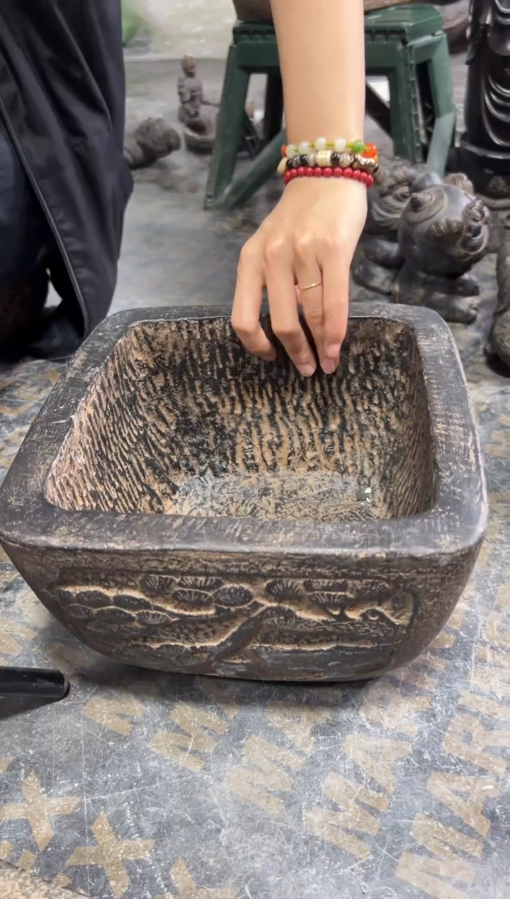 陶土【火山泥】松鹤盆