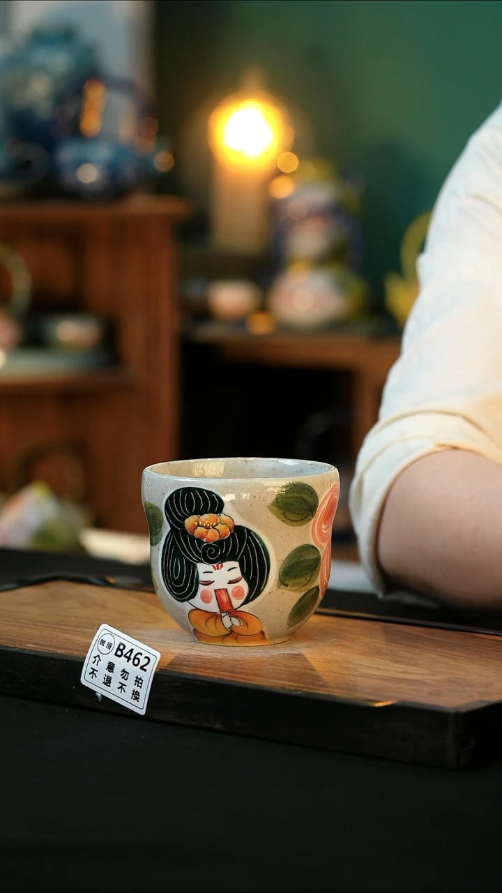 杯手绘心瓷陶瓷浮力微瑕