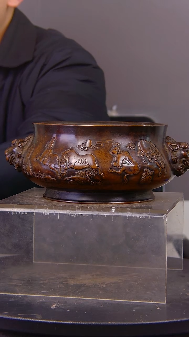 鼎**助山水铜缘紫铜香炉结缘1111